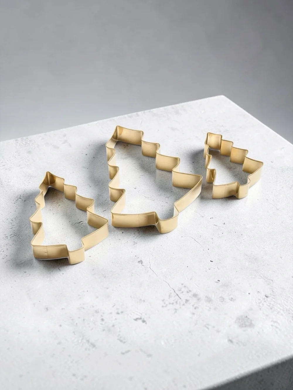 Creative Co-Op Gold Christmas Tree Cookie Cutters - Set of 3